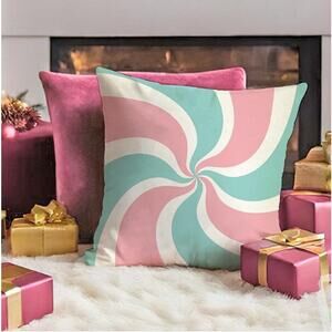 New! SOFT Retro Peppermint SWIRL Throw Pillow - Insert Included!